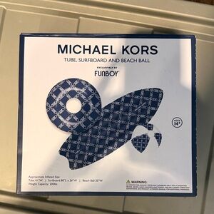 Michael Kors Navy Logo Print Inflatable Tube, Surfboard & Ball Set